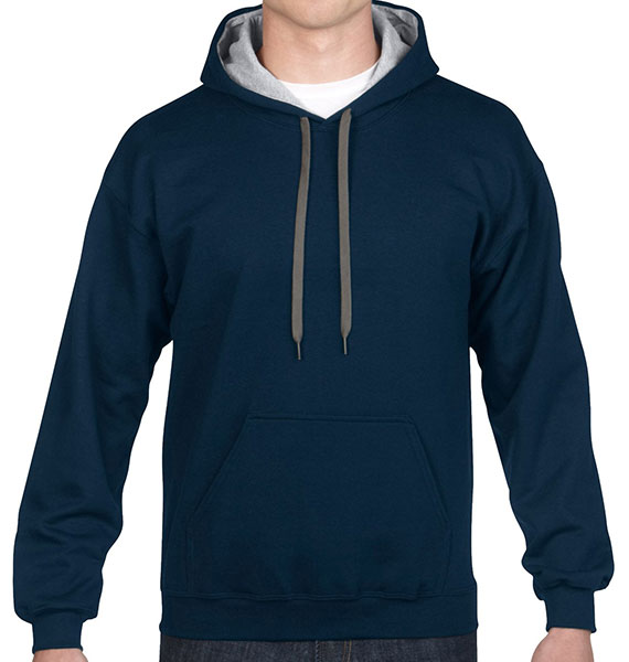 Gildan Mens Heavy Blend Contrast Hooded Sweatshirt